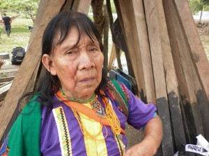 Alicia Carupia, indígena reclamante de tierras en la vereda Los Cedros, corregimiento Nuevo Oriente, Belén de Bajirá.