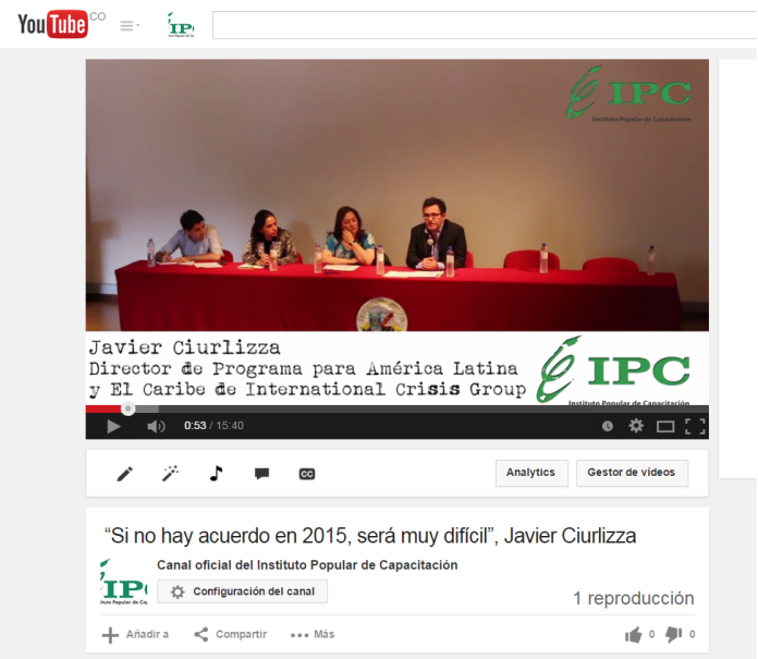Video Javier Ciurlizza en Catedra